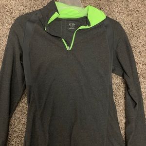 Grey half zip with green accent